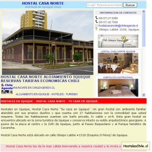Hostales y Residenciales Chile - 'HOSTAL CASA NORTE, Hostal en Iquique, reservas alojamiento - WWW_CHILEAGENDA_CL' - www_chileagenda_cl_hostal-casa-norte_htm