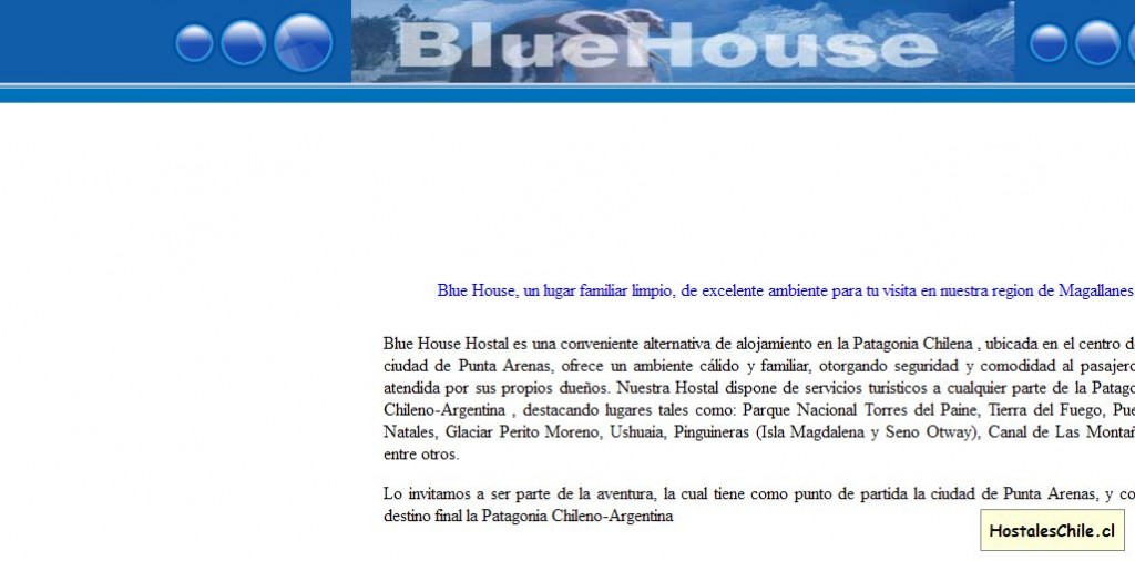 Hostales y Residenciales Chile - 'HOSTAL BLUE HOUSE' - www_puntaarenastour_cl